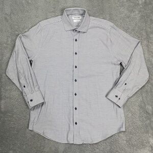 Twillory Shirt Mens 16.5 32/33 Blue Check Slim Fit Dress Long Sleeve
